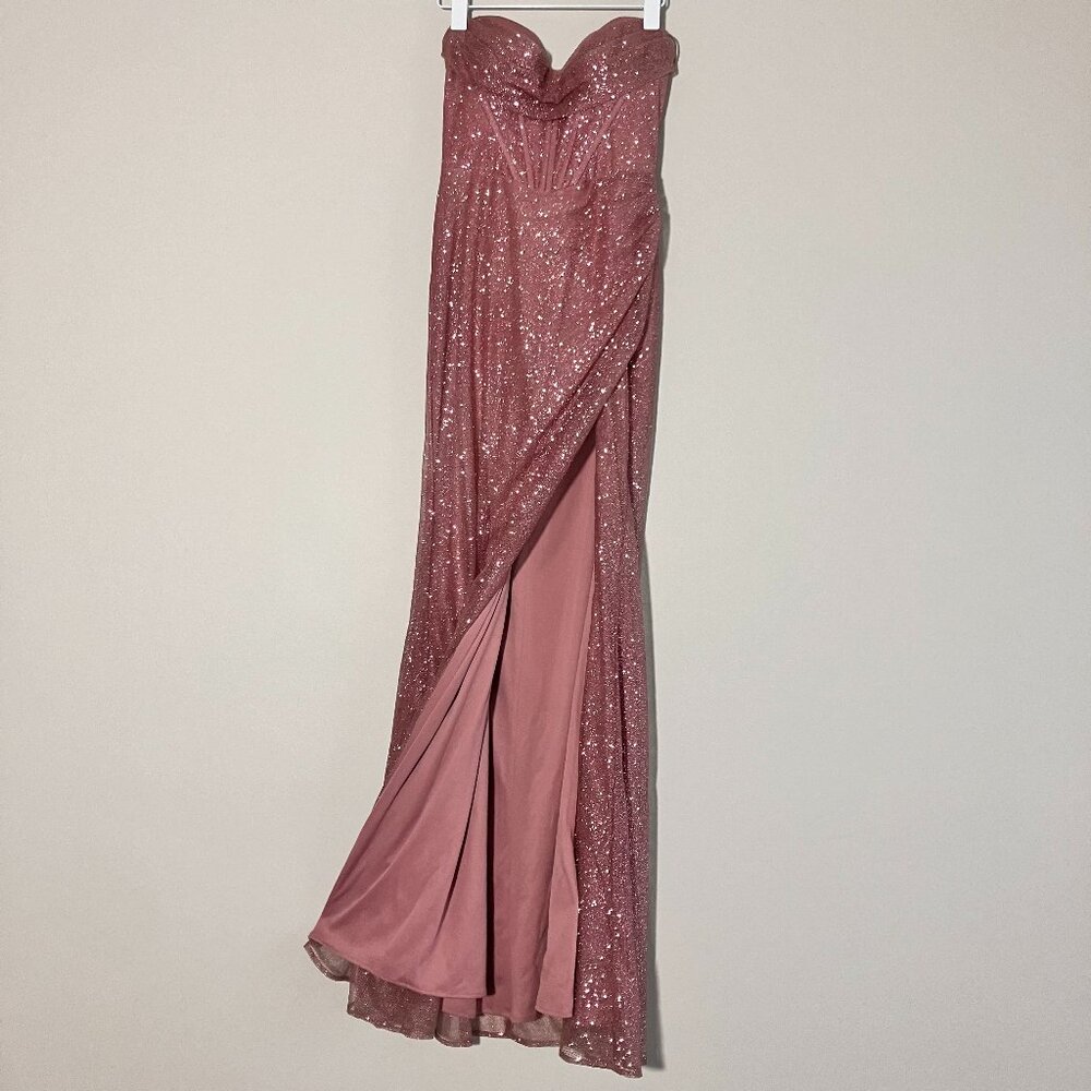 Gorgeous Rose Gold Sequin Prom Dress